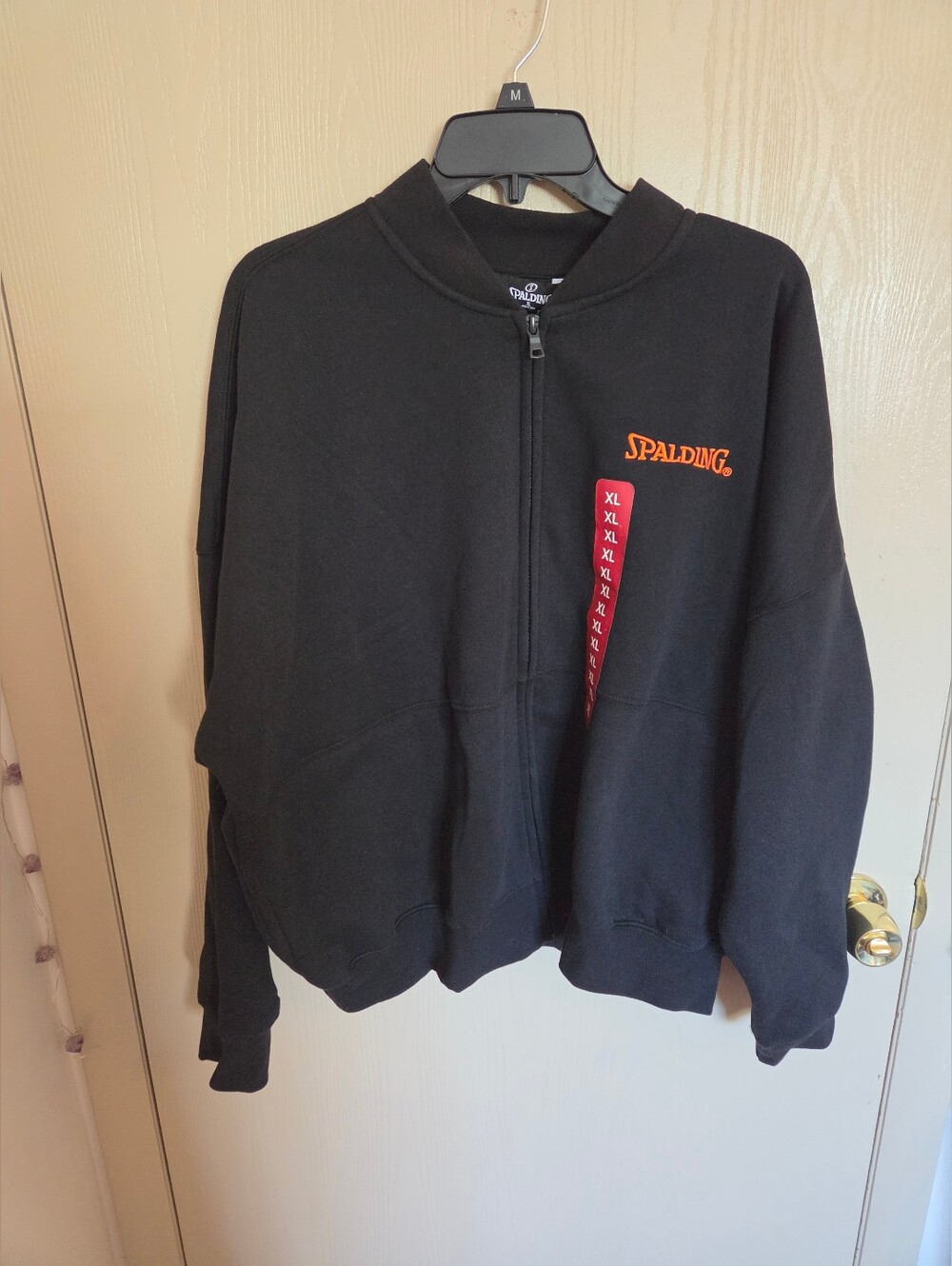 Spalding Black Fleece Bomber Jacket Womens Size XL NWT